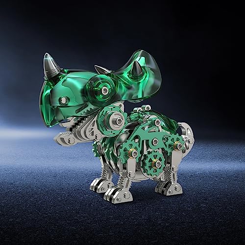 FILASLFT 3D Metal Puzzles for Adults,Mechanical Dinosaur Model Triceratops - color: B4-triceratops-green