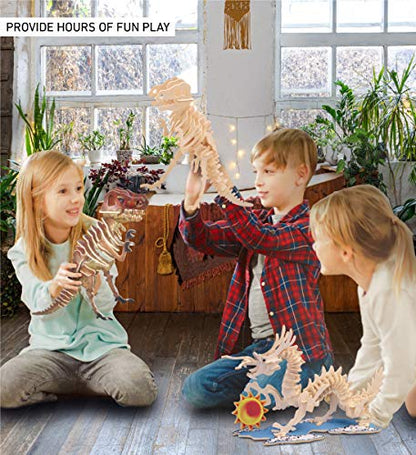 Puzzled Tyrannosaurus Wooden 3D Puzzle Construction Kit for Kids and Adults