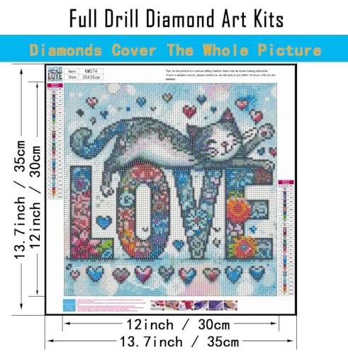 CHWGLFGG 5D Love Cat Diamond Art Kits for Adults Beginners 13.7X 13.7 Inch - color: KM574-1