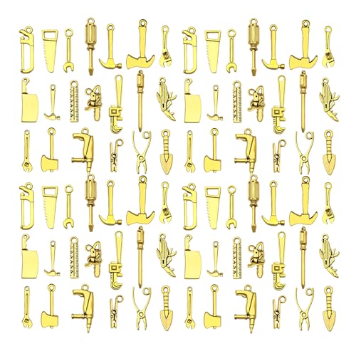 WOCRAFT 60pcs Antique Gold Tools Bracelet Charms for Jewelry Making Sets DIY Necklace Bracelet Keychain Crafting Charms Kit Craft Supplies (SN900) - color: Antique Gold, size: Tools Charms