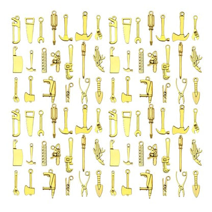 WOCRAFT 60pcs Antique Gold Tools Bracelet Charms for Jewelry Making Sets DIY Necklace Bracelet Keychain Crafting Charms Kit Craft Supplies (SN900) - color: Antique Gold, size: Tools Charms