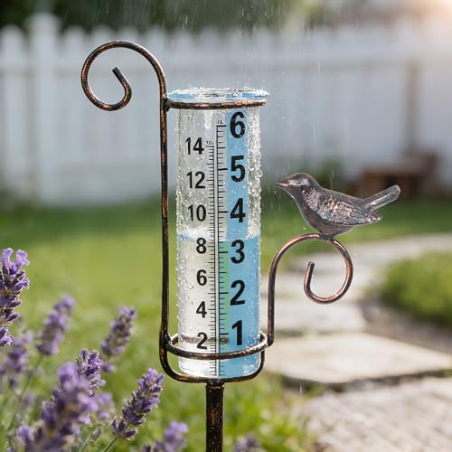 Rain Gauge Outdoor, Hummingbird Rain Gauge for Lawn, Yard and Garden - color: Hummingbird