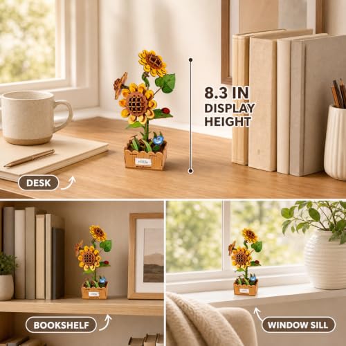 Evankin 3D Wooden Sunflower Puzzle Kit, DIY Bouquet Model - color: Sunflower