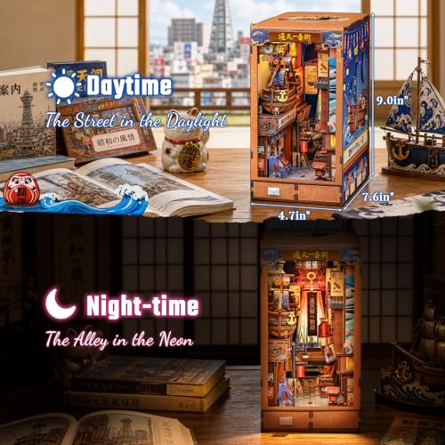Fsolis Japanese Book Nook Kit - DIY Miniature House Kit for Adults - color: Tsutenkaku Ichiban Street