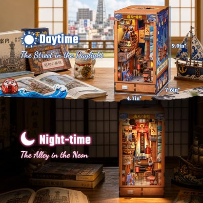 Fsolis Japanese Book Nook Kit - DIY Miniature House Kit for Adults - color: Tsutenkaku Ichiban Street