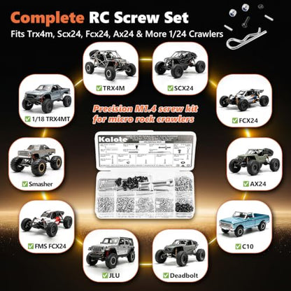 344Pcs RC Screws Kit M1.4 Stainless Steel Hex Fasteners Assortment - color: 344pcs Silver