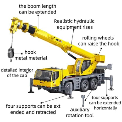 Construction Toy All-Metal Truck Crane Model Die Cast 1:50 Scale - Highly Detailed, Perfect for Collectors and Display, Durable Alloy Material, Ideal Gift - style: Truck Crane model