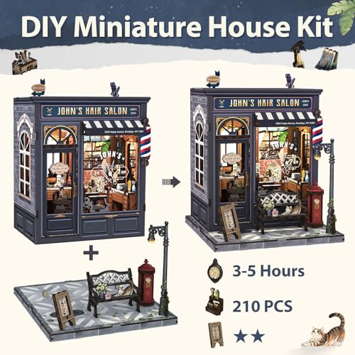 Fsolis Book Nook Kit - 3D Puzzles for Adults (John's Hair Salon) - color: John's Hair Salon