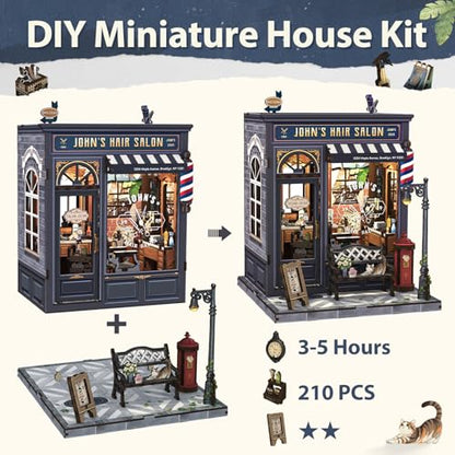 Fsolis Book Nook Kit - 3D Puzzles for Adults (John's Hair Salon) - color: John's Hair Salon