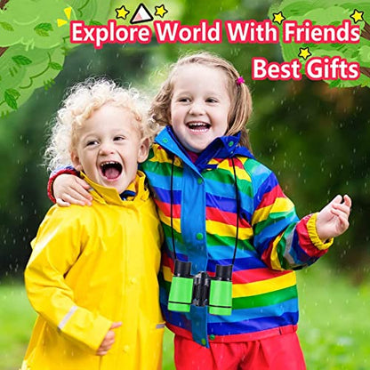 Kids Binoculars Ages 3-12 with Compass & Whistle - color: Green
