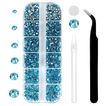 3792pcs Aquamarine Flatback Rhinestones for Bedazzling - color: Aquamarine
