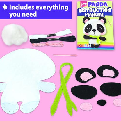 KRAFUN Panda Sewing Kit for Kids Ages 8-12 - No Scissors No Glue - color: Panda