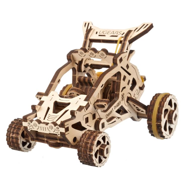 UGEARS Desert Buggy, 3D Wooden Puzzle, Small Motor Vehicle Mechanical Model Kit, Easy Self-Assembling - Gorgeous Gift for Boys and Girls