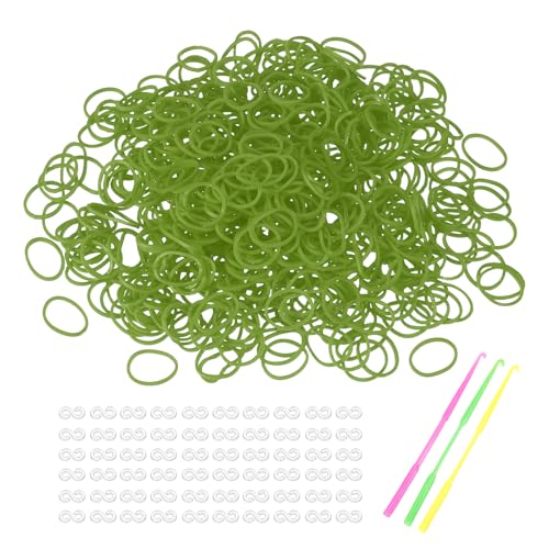 MECCANIXITY 1800 Pcs Loom Rubber Bands Kit with 75 Pcs S-Clips 3-Hooks Rubber Bands Refill Bracelet Making Kits for Weaving DIY Handcrafts Gift, Green - color: Green