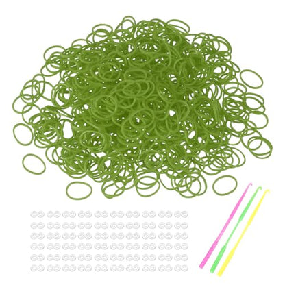MECCANIXITY 1800 Pcs Loom Rubber Bands Kit with 75 Pcs S-Clips 3-Hooks Rubber Bands Refill Bracelet Making Kits for Weaving DIY Handcrafts Gift, Green - color: Green
