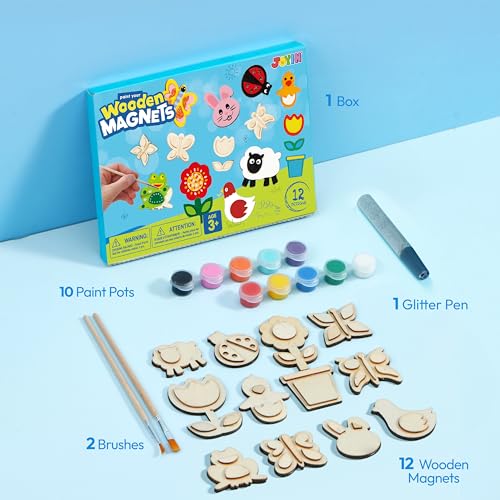 JOYIN 12 Wooden Magnet Painting Kit - Arts and Crafts for Kids Ages 3-8 - style: Nature