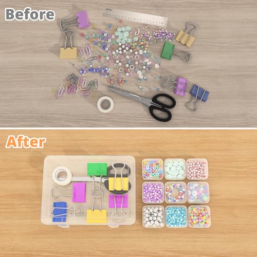 Mathtoxyz Bead Organizer Box, 90Pcs Small Bead Organizers and Storage Plastic Cases Mini Clear Bead Storage Containers Boxes with Hinged Lid and Rectangle for Bracelet Making DIY Jewelry Craft Nail - size: Clear - 3P
