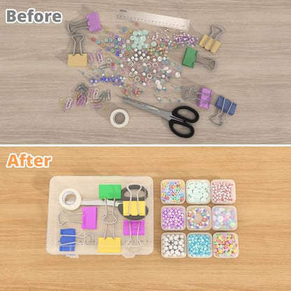 Mathtoxyz Bead Organizer Box, 90Pcs Small Bead Organizers and Storage Plastic Cases Mini Clear Bead Storage Containers Boxes with Hinged Lid and Rectangle for Bracelet Making DIY Jewelry Craft Nail - size: Clear - 3P
