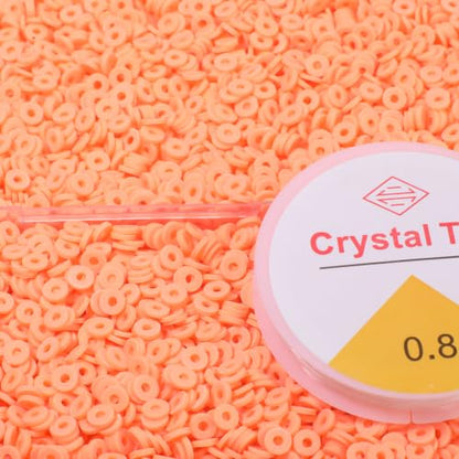 4000pcs Light Orange Clay Beads,6mm Heishi Bead Polymer Flat Round Disc Bulk Beads for Jewelry Making,DIY Friendship Bracelet and Necklace Craft - color: Light Orange