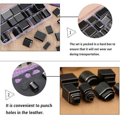Yizzvb 52 Shape Style Leather Hole Punch, Leather Cutting Dies Tool - size: 52 Shapes