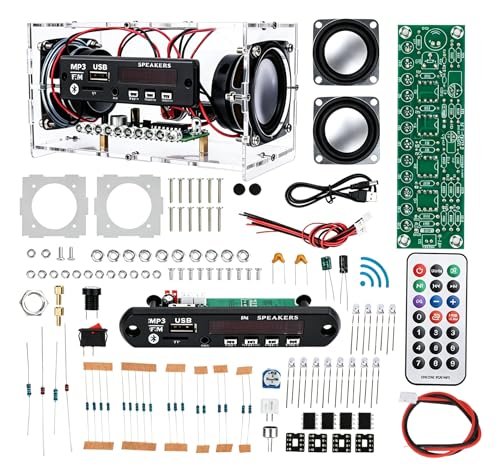 diymore DIY Bluetooth Speaker Kit USB Mini Stereo Amplifier Soldering Kit Radio Soldering Practice Kit,Remote Control,for TF/AUX/Bluetooth/USB Support,for Home and School Education Gifts ﻿