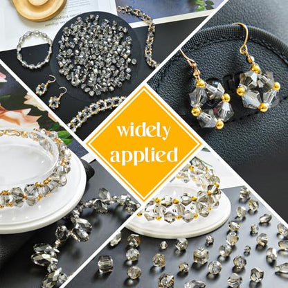 1500 Pcs Crystal Glass Beads for Jewelry Making – 12 Styles Bicone, Rondelle, Cube, Teardrop & 3mm Spacer Beads, DIY Bracelet Necklace Earring Craft Kit with Organizer Box(Grey) - color: Grey