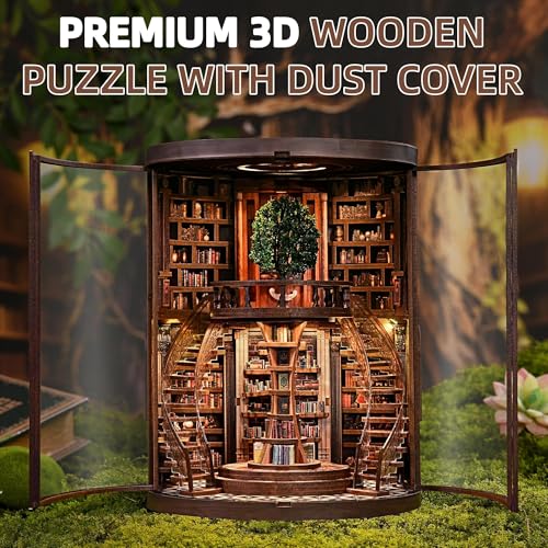 CRIOLPO Book Nook Kits DIY Miniature House Kit with LED Lights for Adults - color: Wisdom Annual Rings