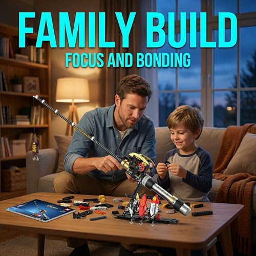 STEM Fishing Rod Model Building Blocks 425+ Pieces Play & Decor Kit - color: Basic Edition: 425 Pieces