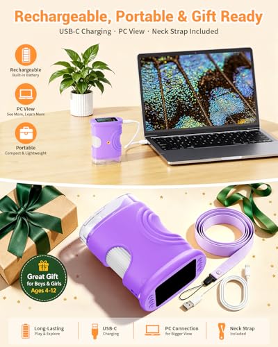1000X Digital Handheld Microscope for Kids Portable Outdoor Toys & Gifts - color: Purple