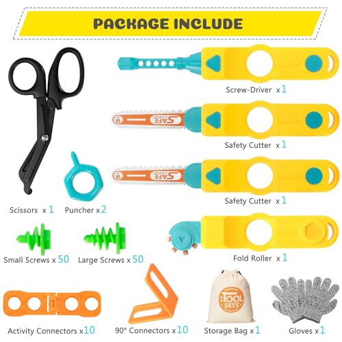 Cardboard Tools for Kids, Safe Cutter STEM Construction Kit for Ages 5 6 7