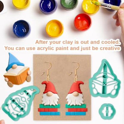 15Pcs Gnome Polymer Clay Cutters Flame Dwarf Reading Clay Earrings Cutters Polymer Jewelry Cutter for Earrings Making Party Festival DIY Supplies - color: Dwarf Reading