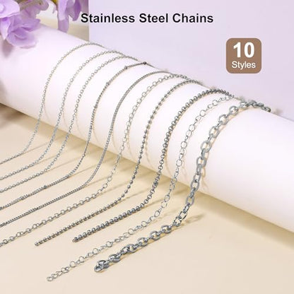 PP OPOUNT Silver Necklace Chains for Jewelry Making, 78.7 Feet 10 Rolls - color: Silver, size: 10 Rolls