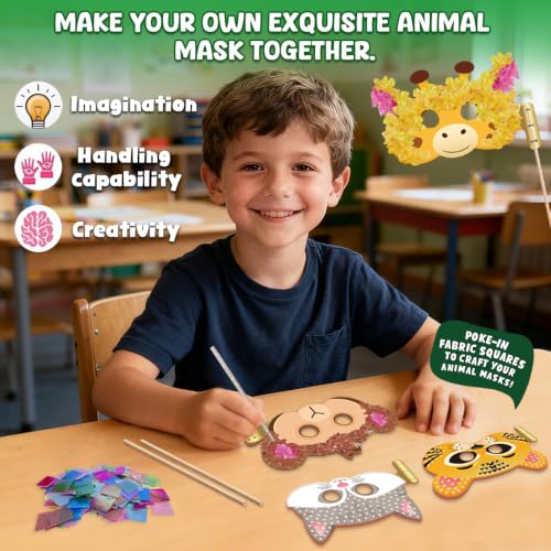 MZYTOZA Poke Art Kit for Kids Ages 4-8, Mess-Free Fabric Craft Set - color: Multicolor-Masks