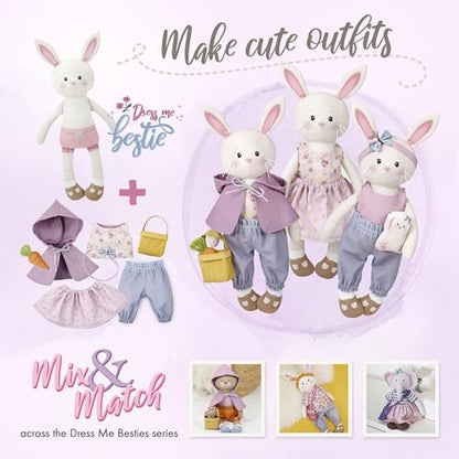 kullaloo - Cut & Sew Fabric Panel for Intermediate Skills - with Video Instructions - Doll Sewing Panel Doll with Clothes: Dress Me Bestie Bibby Bunny - color: Dress Me Bestie Bibby Bunny