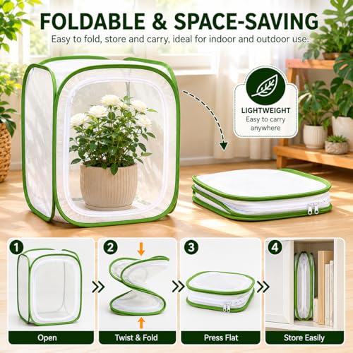 Insect & Butterfly Habitat Cage, Portable Pop-Up Terrarium with Mesh Sides, Bug Catching & Observation Enclosure for Caterpillars, Small Insects, Outdoor & Classroom Use, 12.0 Inches Tall