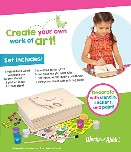 Masterpieces Craft Set - Llama Keepsake Box Classic Wood Paint Kit - Premium Quality Educational and Fun Activity for Kids and Families - Great Gift Idea for Holidays Birthdays and Everyday Use - style: Llama Keepsake Box