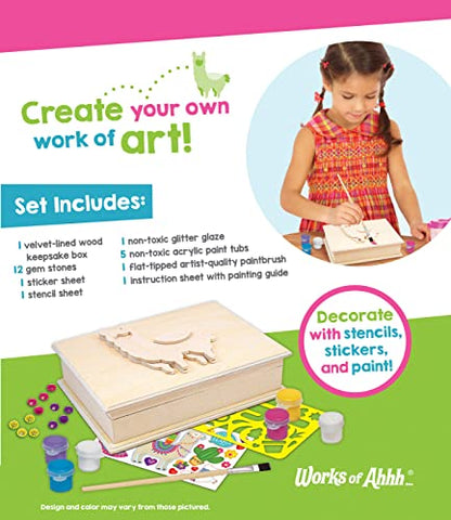 Masterpieces Craft Set - Llama Keepsake Box Classic Wood Paint Kit - Premium Quality Educational and Fun Activity for Kids and Families - Great Gift Idea for Holidays Birthdays and Everyday Use - style: Llama Keepsake Box