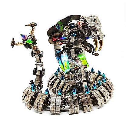3D Metal Puzzles for Adults Mechanical King Cobra Models with Light, Colorful 3D Metal Model Kits to Build with Tool, DIY Assembly Desktop Toys Gifts - color: Silver
