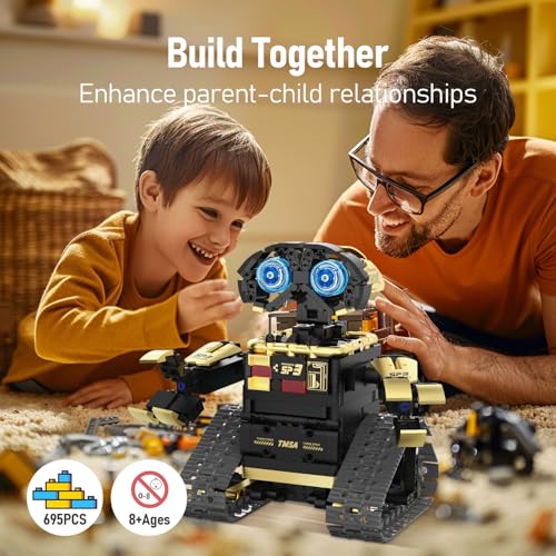5 in 1 STEM Robot Toy Building Kit, Robot Building Kit with App & Remote Control for Kids Ages 8-14, Coding Robotics Technic Toy Bulldozer Erector for Boys Girls, 695 PCS