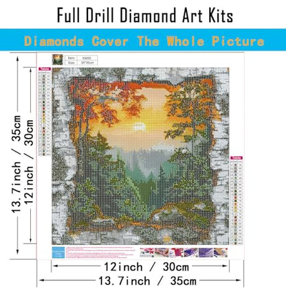 5D Forest Landscape Diamond Art kits for Adults Beginners 13.7x 13.7 Inch - color: KM30-1