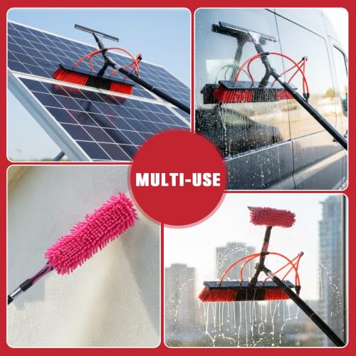 Solar Panel Cleaning Brush Kit Height Adjustable with 20m Hose