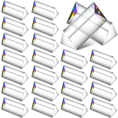 SiliFine 24 Pack 2.5 Inch Clear Triangular Glass Prisms Bulk - size: 2.5 Inch