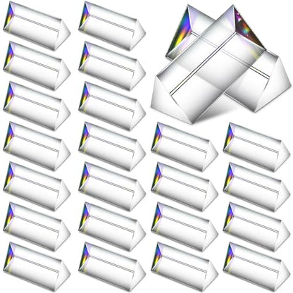 SiliFine 24 Pack 2.5 Inch Clear Triangular Glass Prisms Bulk - size: 2.5 Inch