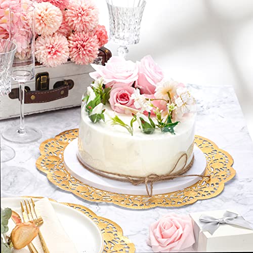 Yexiya 200 Pcs Lace Paper Doilies 14 Inch Round Foil Placemats, Gold - color: Gold