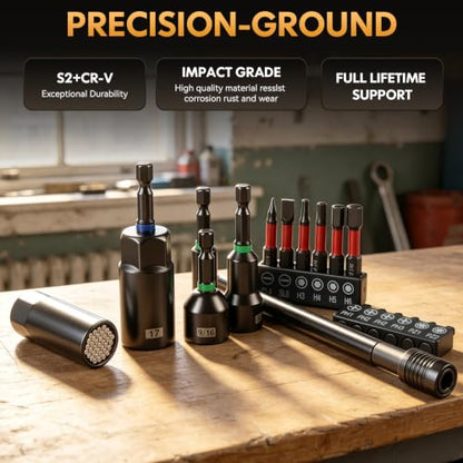 80PCS Magnetic Impact Nut Driver Set, 1/4" Hex Bits Sockets SAE/Metric