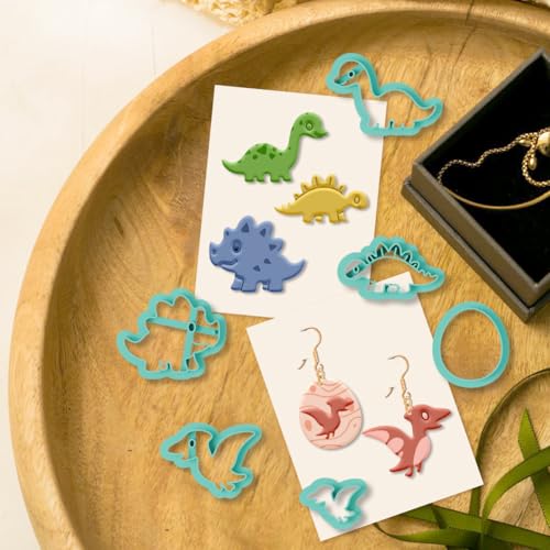 beinkmake 19Pcs Jurassic Dinosaur Polymer Clay Cutters Clay Earrings Cutter - style: Dinosaur