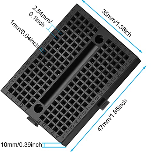 170 Tie Points Mini Breadboard, 12PCS Small Solderless Prototype PCB Board Kit Quick Connection for Arduino Proto Shield, with 65 Pcs Breadboard Jumper Wires