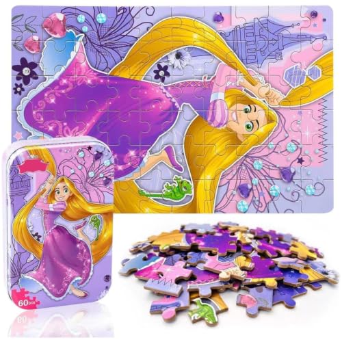 LELEMON Puzzles for Kids Ages 4-6, 60 Piece Puzzles for Kids Ages 3-5 - color: Curly Hair Girl