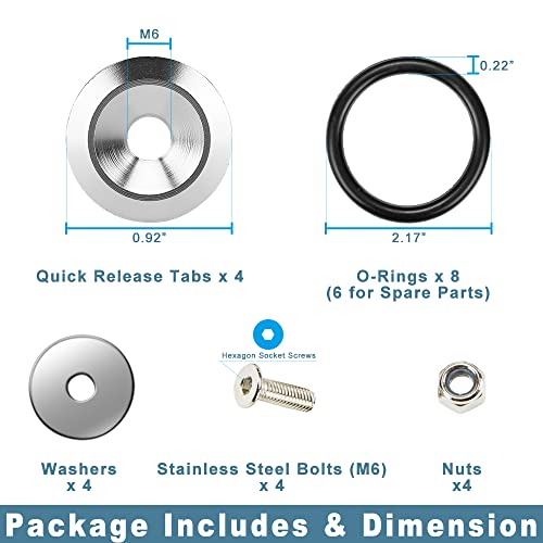 JDM Bumper Quick Release Fastener Kit 4-Piece Silver - color: Silver