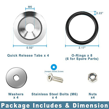 JDM Bumper Quick Release Fastener Kit 4-Piece Silver - color: Silver
